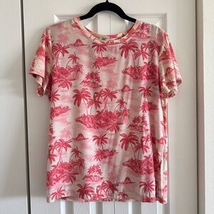 SCOTCH AND SODA Tropical Pink Palm Tree T-Shirt, Size S